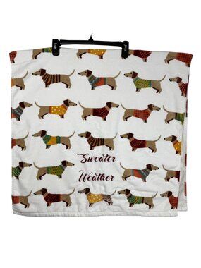 Hello Fall Dachshund Beach/Pool Towel Sweater Weather Embroidery 27"x52"